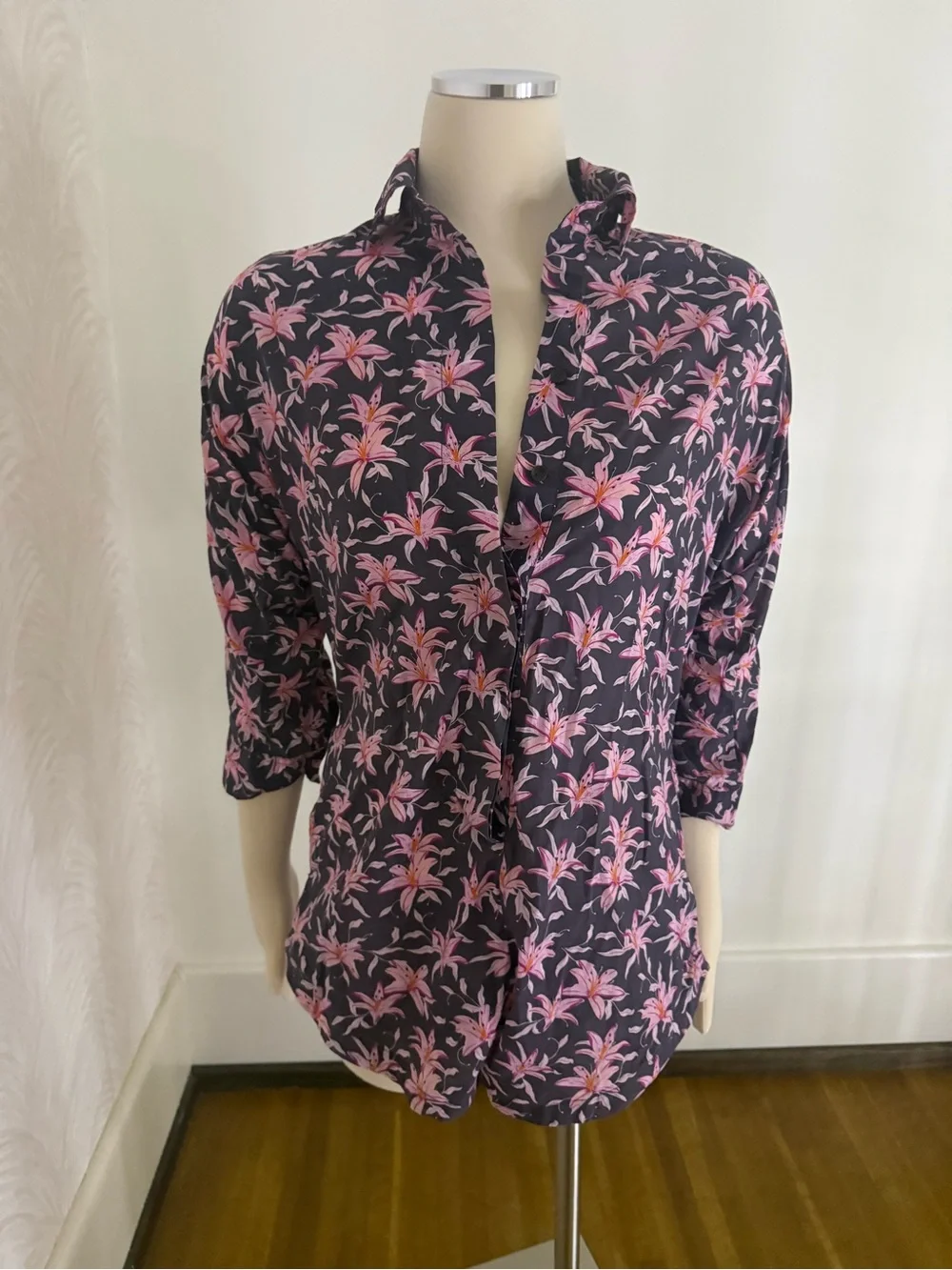 acacia swimwear Black Jumpsuit with Pink Floral Print